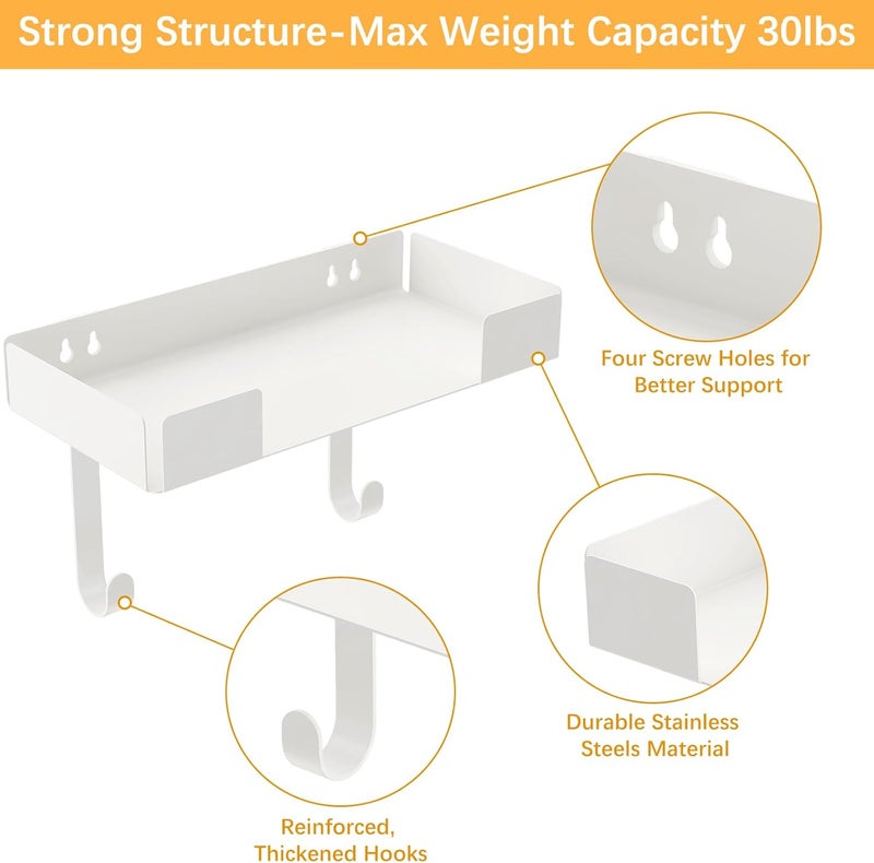 JUYSON Ironing Board Holder Wall Mount, Iron Board Storage Hanger for Laundry Rooms, Iron and Ironing Board Set Holder (White-with Shelf) - Image 4